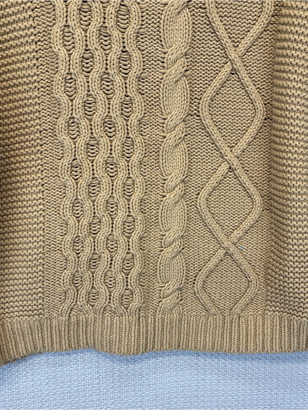 Free People Dream Tan Cable Knit Sweater Women Med Fisherman Nautical Preppy - Picture 5 of 10